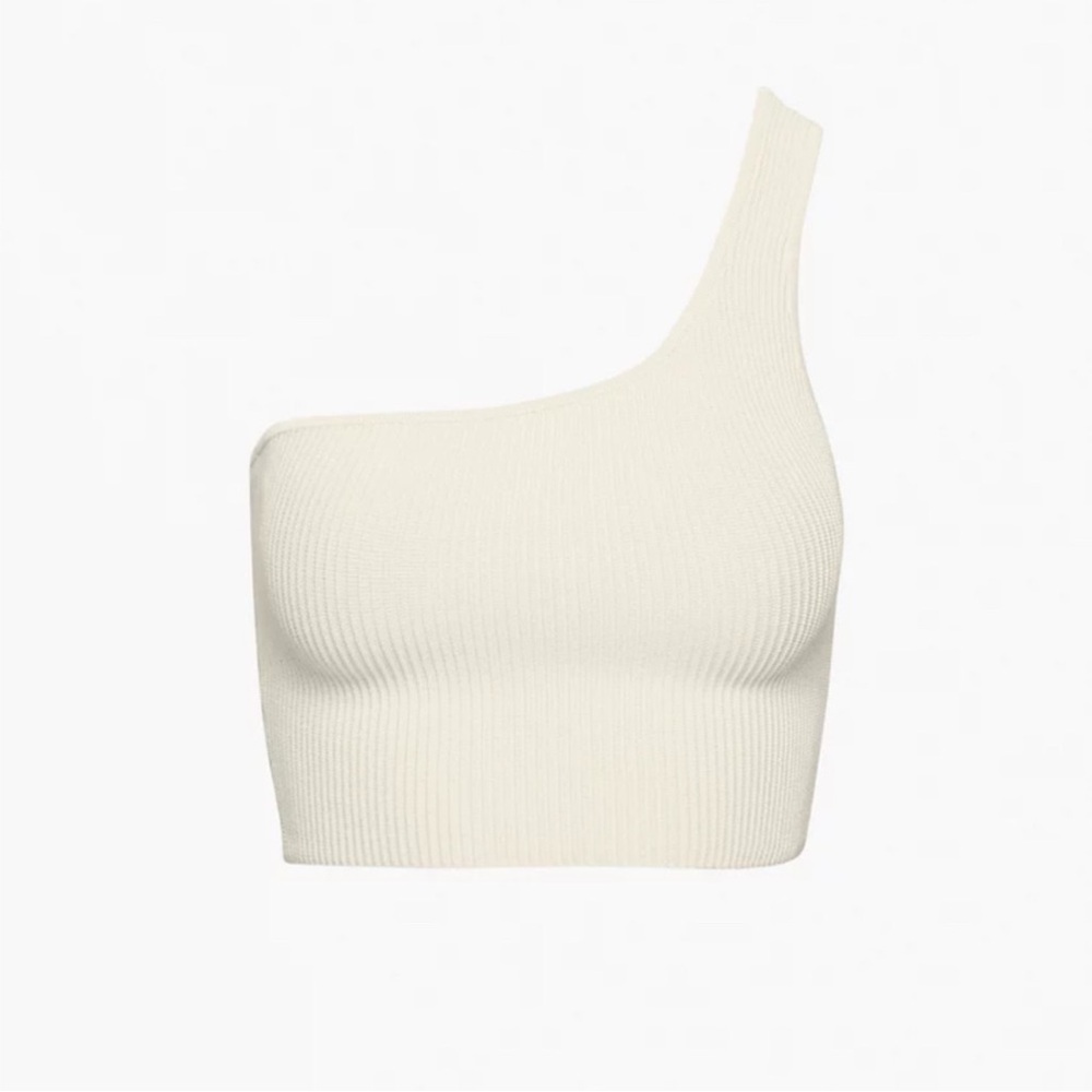 ARITZIA BABATON Sculpt Knit One-shoulder Cropped Tank 2XS CREAM